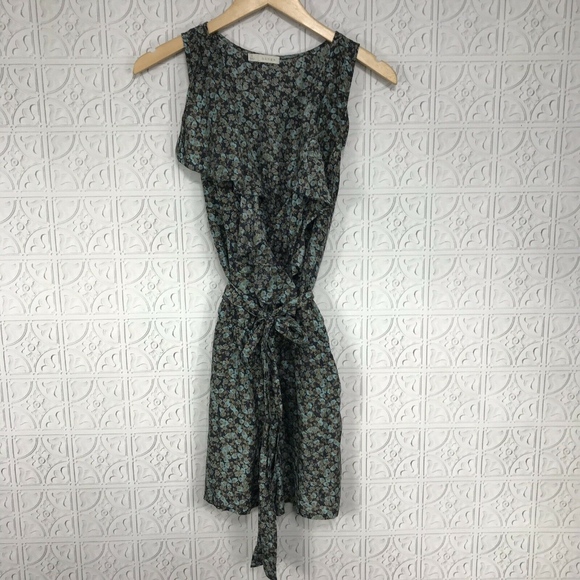 Hinge 100% Silk Sleeveless Wrap Floral Romper - Picture 4 of 5